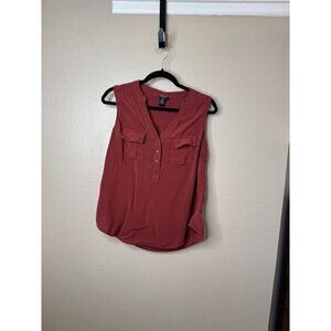 Torrid‎ Women's Rust Blouse Size OO sleeveless v-neck pockets rayon